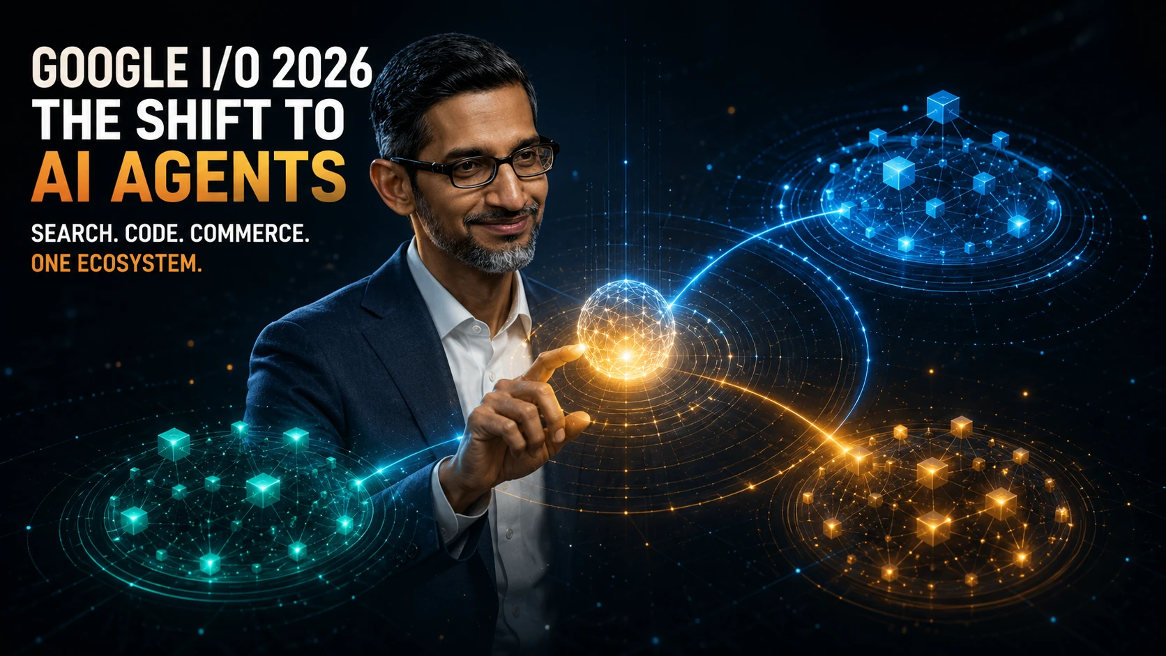 Google I/O 2026 — the shift to AI agents: search, code, and commerce in one ecosystem