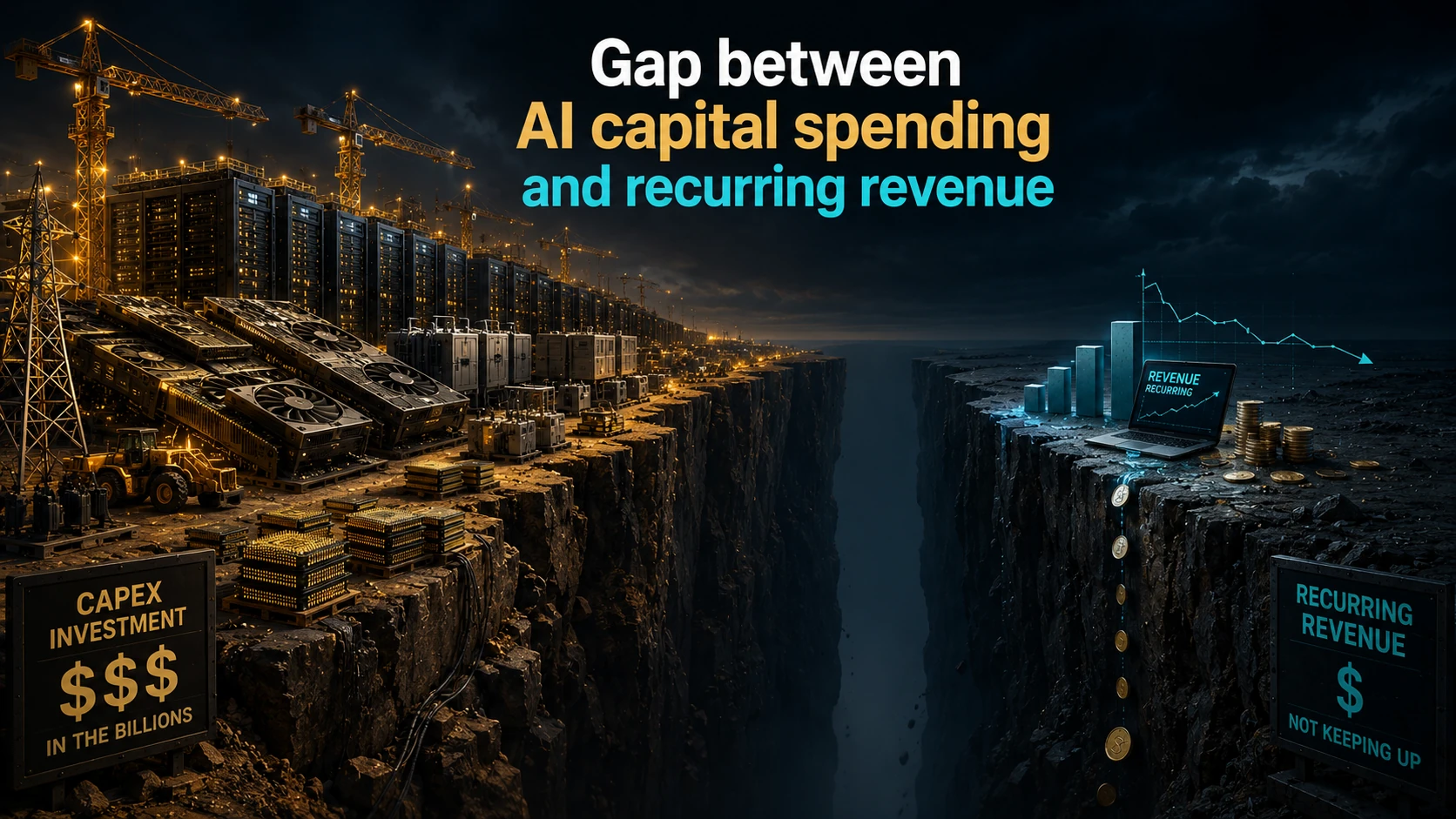 Gap between AI capital spending and recurring revenue — illustration for Faktum AI analysis