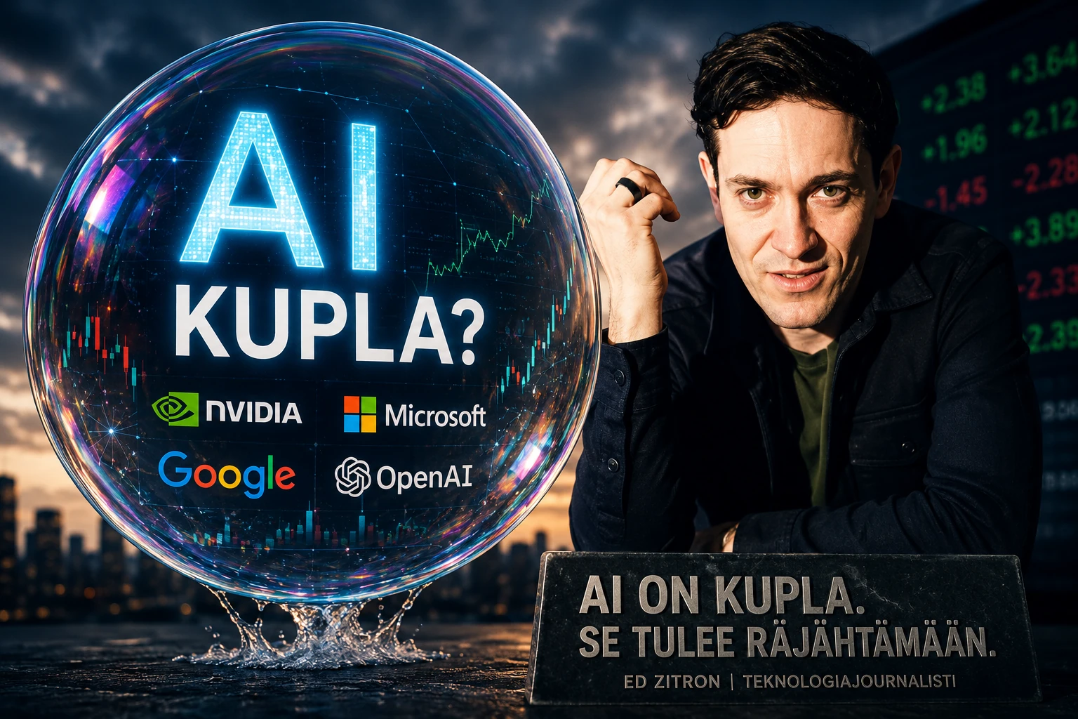 AI-infrastruktuuri ja datakeskukset — kuvitus Ed Zitron -analyysiin